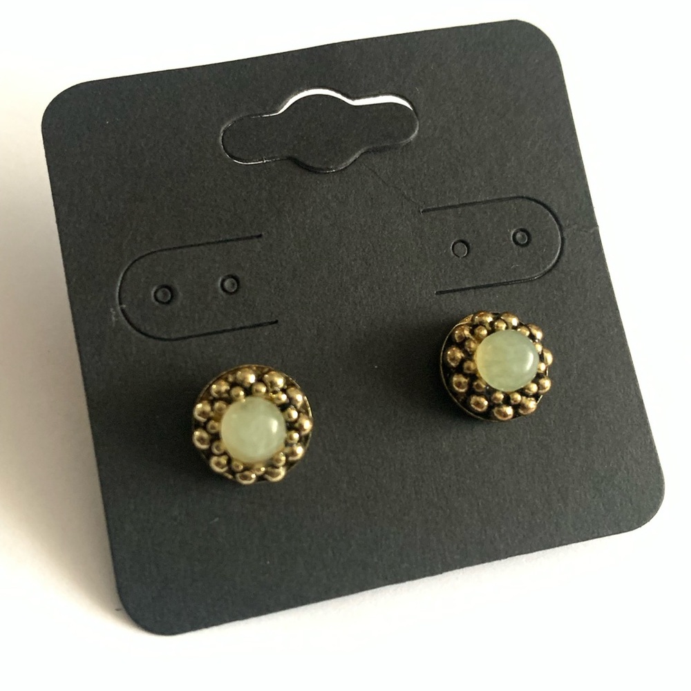 Elegant Gold and Green Stud Earrings